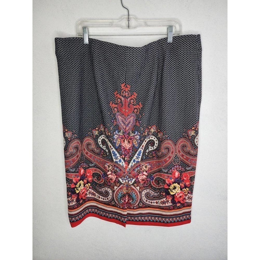 ECI New York Women's Stretchy Midi Skirt Geometric Floral 3X Summer - Picture 2 of 9